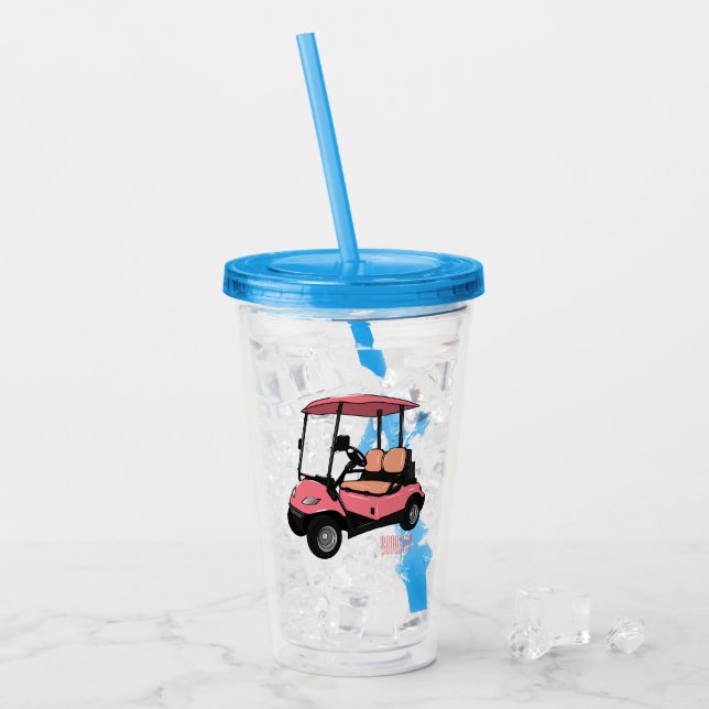 Golfwagen/Golf Buggy Cartoon Abbildung Acryltrinkbecher (Vorderseite Ice)