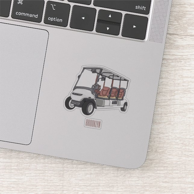 Golfwagen/Golf Buggy Cartoon Abbildung Aufkleber (Ausschnitt)