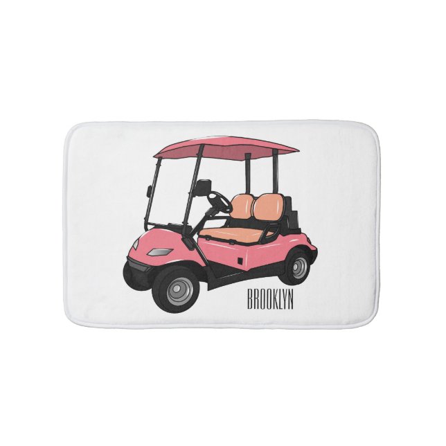 Golfwagen/Golf Buggy Cartoon Abbildung Badematte (Vorderseite)