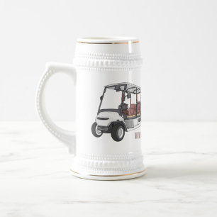 Golfwagen/Golf Buggy Cartoon Abbildung Bierglas