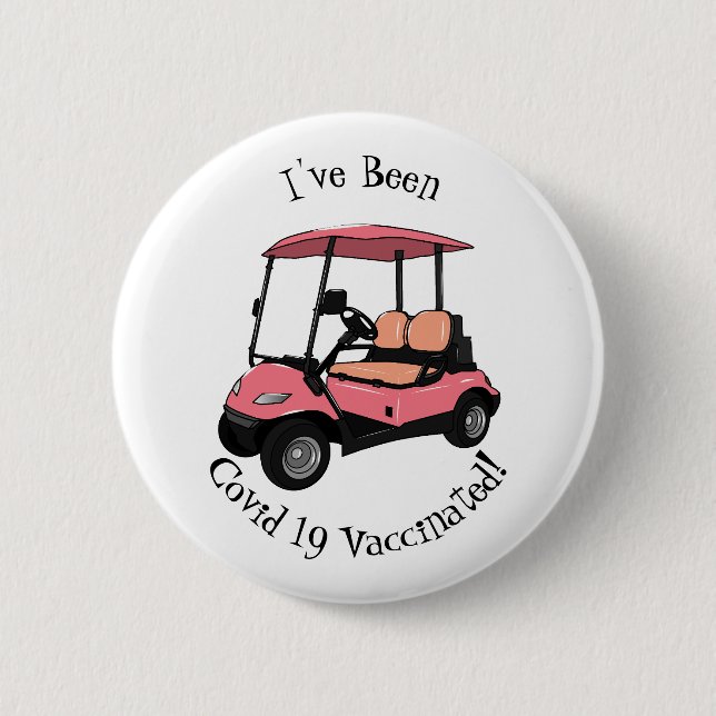 Golfwagen/Golf Buggy Cartoon Abbildung Button (Vorderseite)