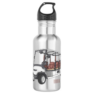 Golfwagen/Golf Buggy Cartoon Abbildung Edelstahlflasche
