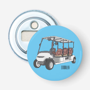 Golfwagen/Golf Buggy Cartoon Abbildung Flaschenöffner