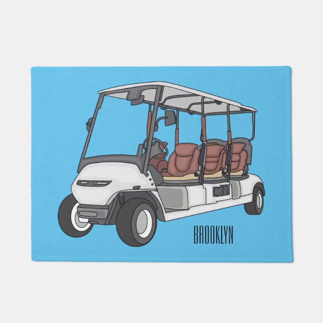 Golfwagen/Golf Buggy Cartoon Abbildung Fußmatte (Vorderseite)