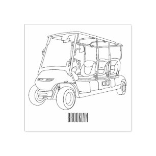 Golfwagen/Golf Buggy Cartoon Abbildung Gummistempel