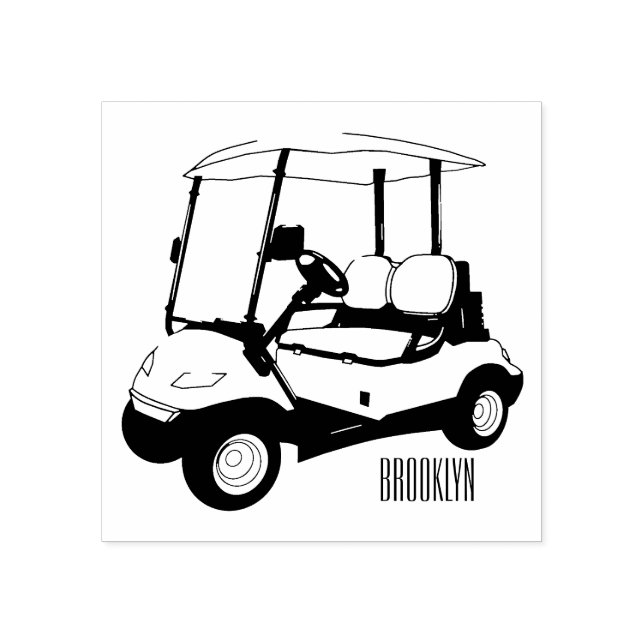 Golfwagen/Golf Buggy Cartoon Abbildung Gummistempel (Prägung)