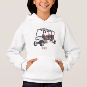 Golfwagen/Golf Buggy Cartoon Abbildung Hoodie