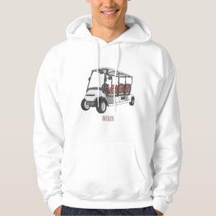 Golfwagen/Golf Buggy Cartoon Abbildung Hoodie