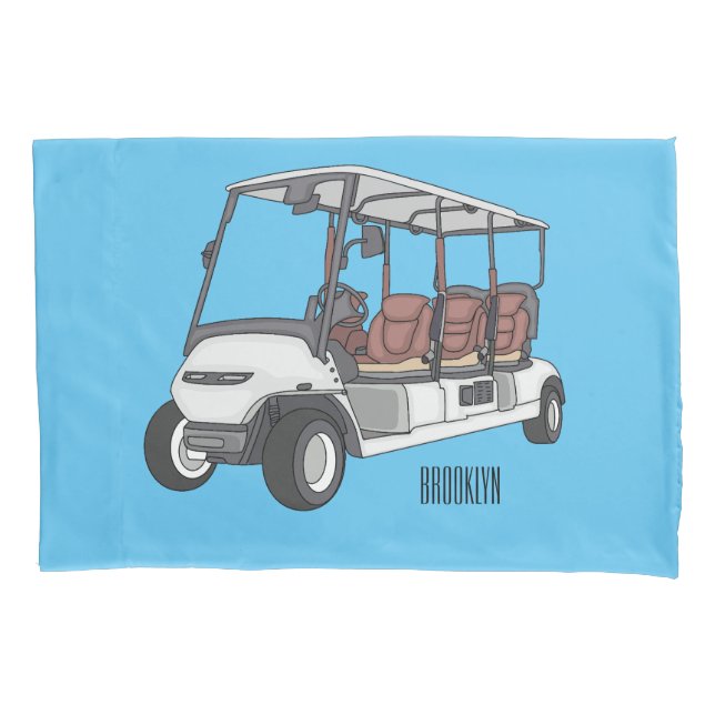 Golfwagen/Golf Buggy Cartoon Abbildung Kissenbezug (Vorderseite)