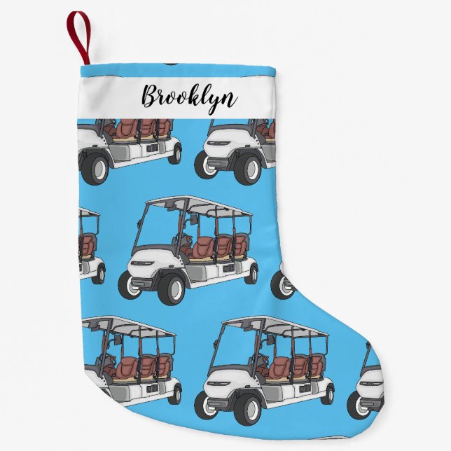 Golfwagen/Golf Buggy Cartoon Abbildung Kleiner Weihnachtsstrumpf (Vorderseite)