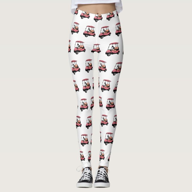 Golfwagen/Golf Buggy Cartoon Abbildung Leggings (Vorderseite)