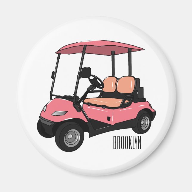 Golfwagen/Golf Buggy Cartoon Abbildung Magnet (Vorne)