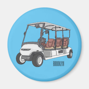 Golfwagen/Golf Buggy Cartoon Abbildung Magnet