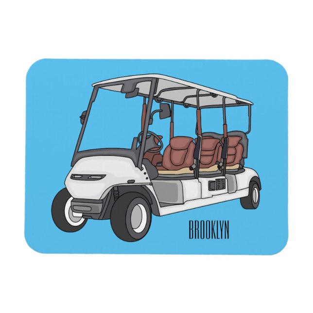 Golfwagen/Golf Buggy Cartoon Abbildung Magnet (Horizontal)