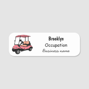 Golfwagen/Golf Buggy Cartoon Abbildung Namensschild