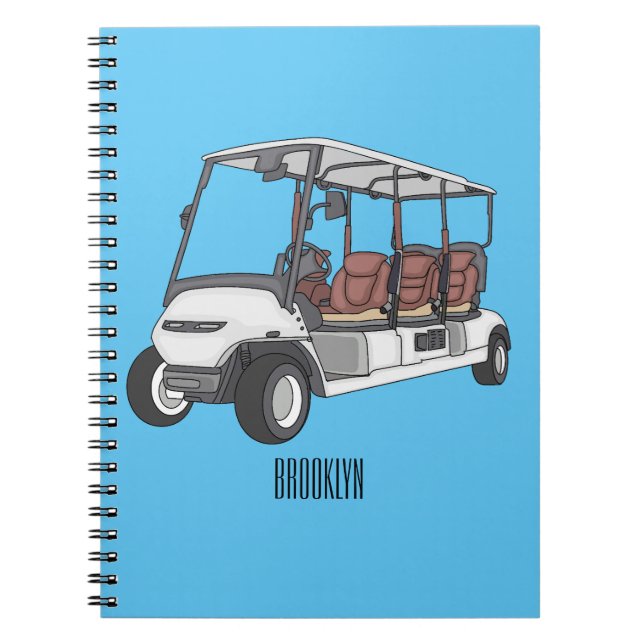 Golfwagen/Golf Buggy Cartoon Abbildung Notizblock (Vorderseite)