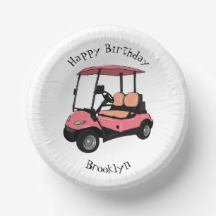 Golfwagen/Golf Buggy Cartoon Abbildung Pappteller