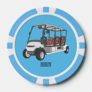 Golfwagen/Golf Buggy Cartoon Abbildung Pokerchips