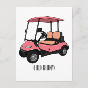 Golfwagen/Golf Buggy Cartoon Abbildung Postkarte