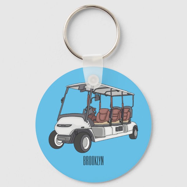 Golfwagen/Golf Buggy Cartoon Abbildung Schlüsselanhänger (Vorderseite)