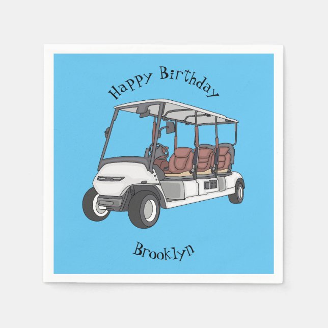 Golfwagen/Golf Buggy Cartoon Abbildung Serviette (Vorderseite)