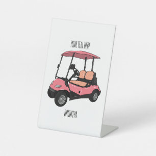 Golfwagen/Golf Buggy Cartoon Abbildung Sockelschild