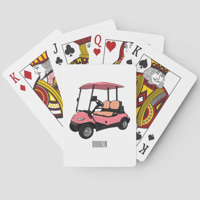 Golfwagen/Golf Buggy Cartoon Abbildung Spielkarten (Rückseite)
