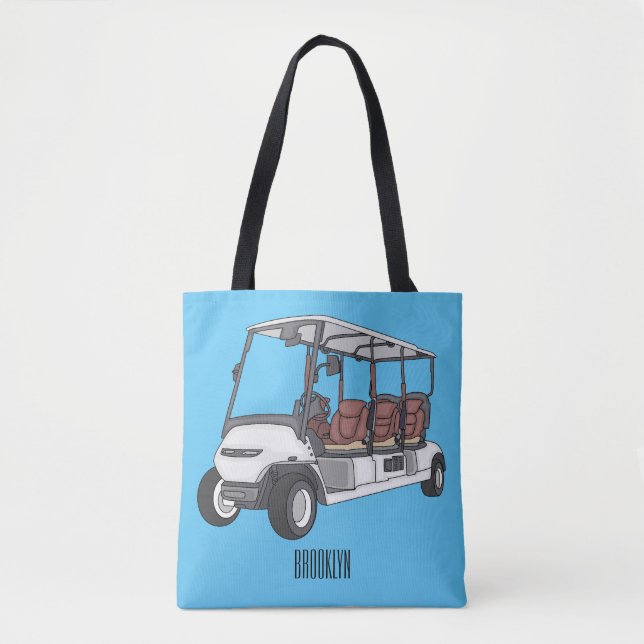 Golfwagen/Golf Buggy Cartoon Abbildung Tasche (Vorderseite)