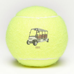 Golfwagen/Golf Buggy Cartoon Abbildung Tennisbälle