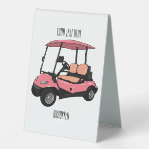 Golfwagen/Golf Buggy Cartoon Abbildung Tischaufsteller