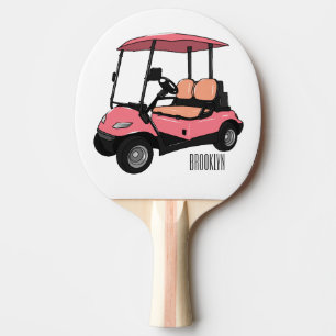 Golfwagen/Golf Buggy Cartoon Abbildung Tischtennis Schläger