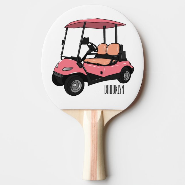 Golfwagen/Golf Buggy Cartoon Abbildung Tischtennis Schläger (Vorderseite)