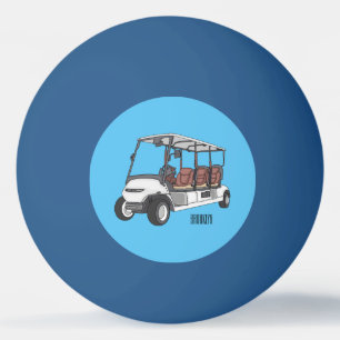 Golfwagen/Golf Buggy Cartoon Abbildung Tischtennisball