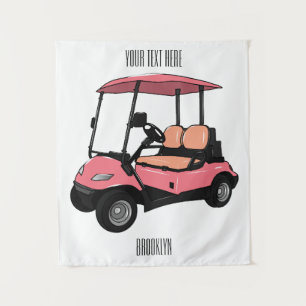 Golfwagen/Golf Buggy Cartoon Abbildung Wandteppich