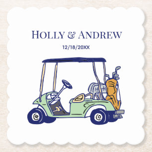 Golfwagen Golfbag Club-Hochzeit DIY Mehrfarbig #3 Untersetzer