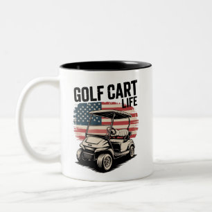 Golfwagen Leben Ehemann Golfen Golfer Liebhaber Zweifarbige Tasse