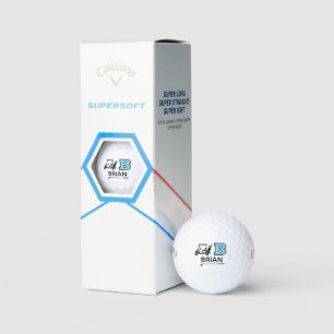 Golfwagen mit individuellem blauen Anfangsbuchstab Golfball
