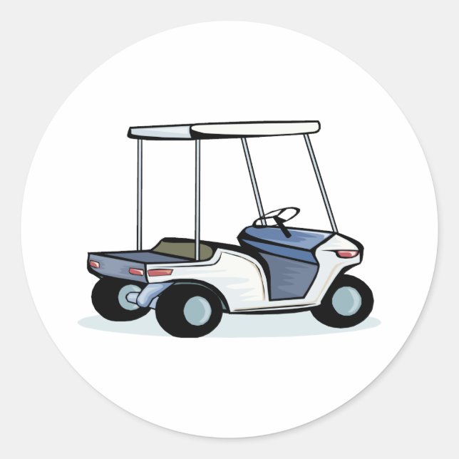 Golfwagen Runder Aufkleber (Vorderseite)