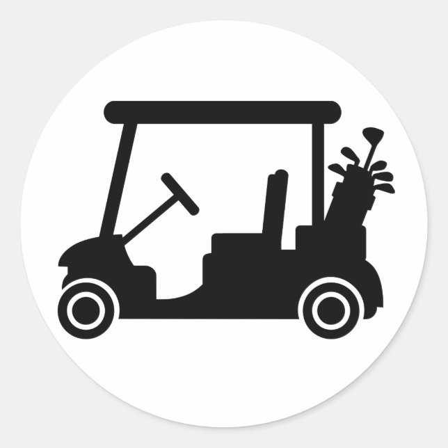 Golfwagen Runder Aufkleber (Vorderseite)