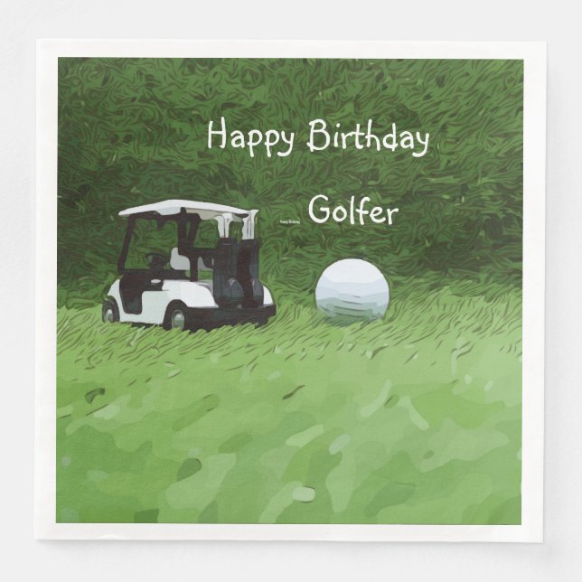 Golfwagen und Golfball auf grüner Serviette (Vorderseite)