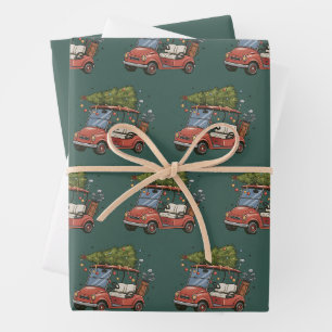 Golfwagen-Weihnachtsbaum Golf-Liebhaber-Geschenk Geschenkpapier Set
