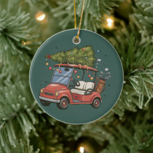 Golfwagen-Weihnachtsbaum Golf-Liebhaber-Geschenk Keramik Ornament