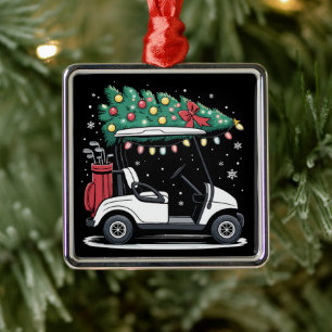 Golfwagen Weihnachtsbaum Lichter Xmas Sport Golfer Ornament Aus Metall