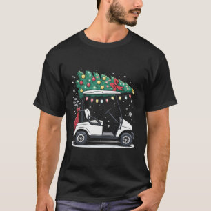 Golfwagen Weihnachtsbaum Lichter Xmas Sport Golfer T-Shirt