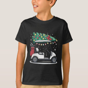 Golfwagen Weihnachtsbaum Lichter Xmas Sport Golfer T-Shirt