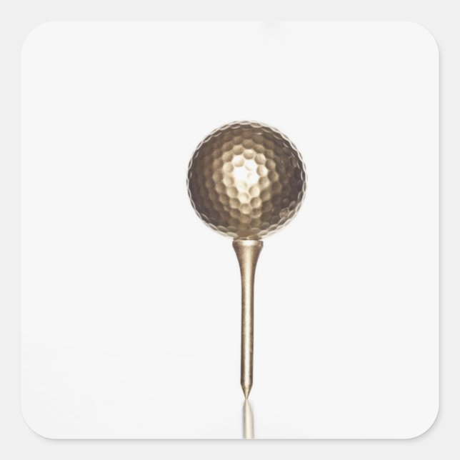 Golgolfball und Abschlag Quadratischer Aufkleber (Vorderseite)