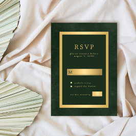 Golgrünen formalen Hochzeit moderne Typografie RSVP Karte