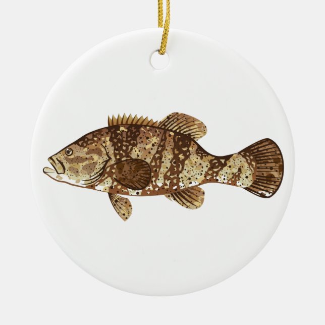 Goliath-BarschGamefishozean-vektorillustration Keramik Ornament (Vorne)