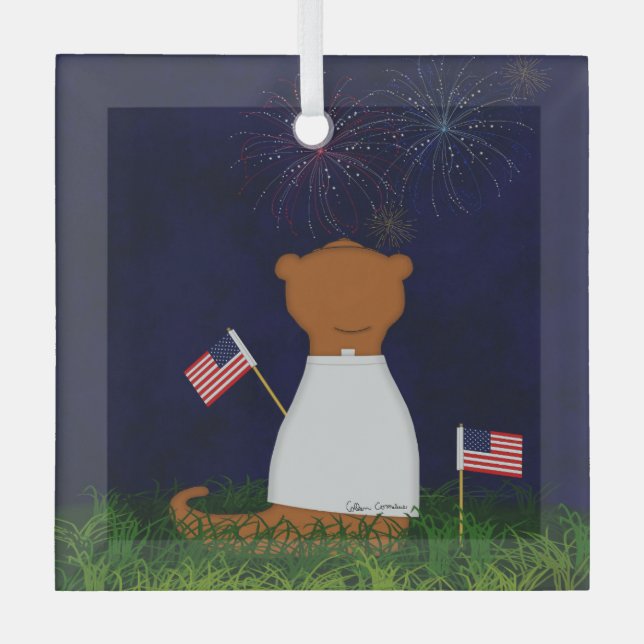 GOliver die Otter-Watching Fireworks Ornament Aus Glas (Vorderseite)