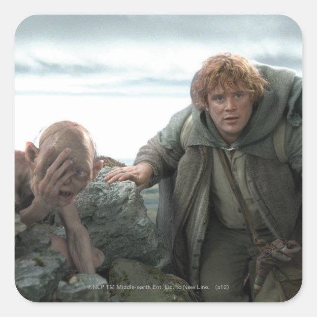 GOLLUM™ und Samwise Quadratischer Aufkleber (Vorderseite)